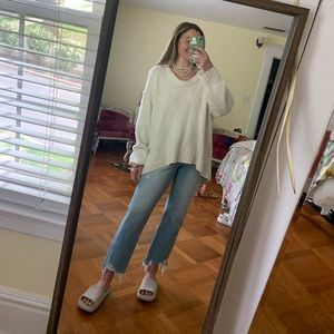 Free People Cream Oversized Sweater